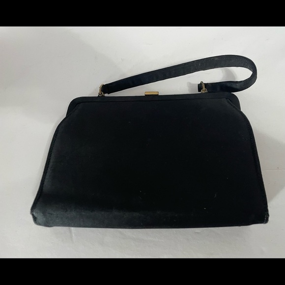 Vintage Ande’ Black Satin Evening Bag Fancy Clasp - Picture 2 of 6